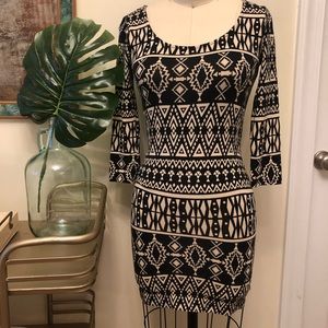 Aztec Print Body Con Dress